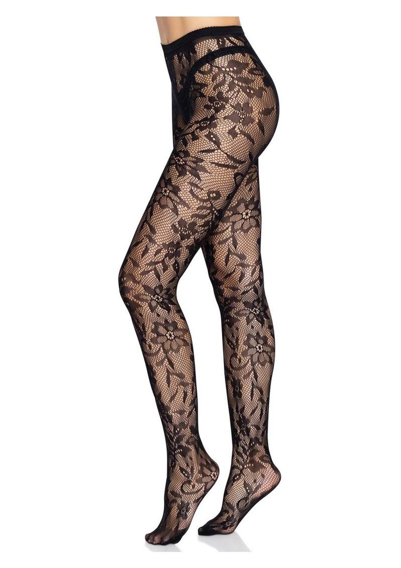 Leg Avenue Seamless Chantilly Floral Lace Tights - Image 2