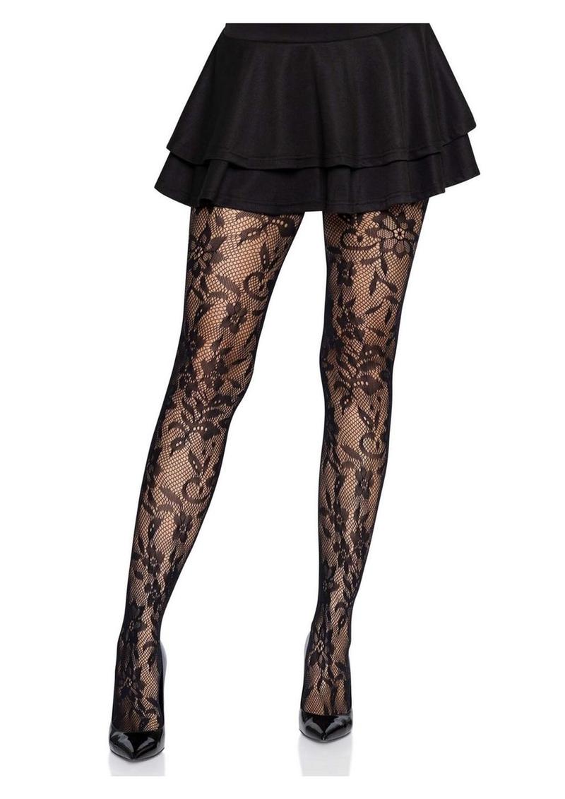 Leg Avenue Seamless Chantilly Floral Lace Tights - Image 4