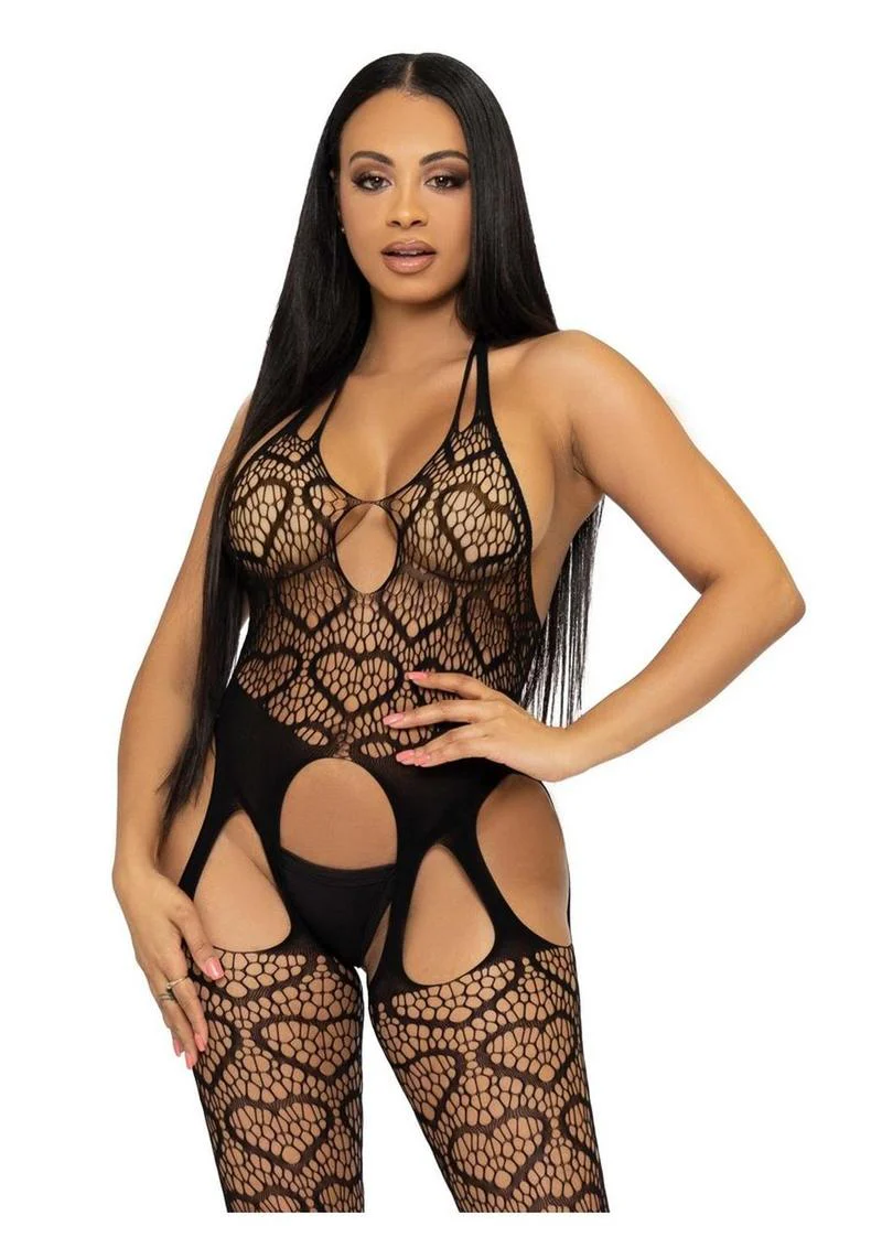 Leg Avenue Seamless Heart Net Suspender Bodystocking - Image 2