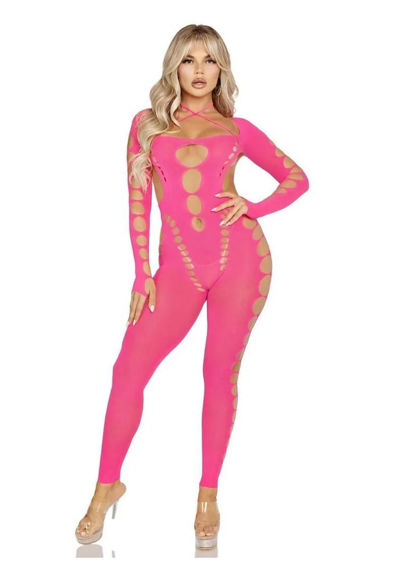 Leg Avenue Seamless Opaque Cut-Out Footless Bodystocking - Image 4