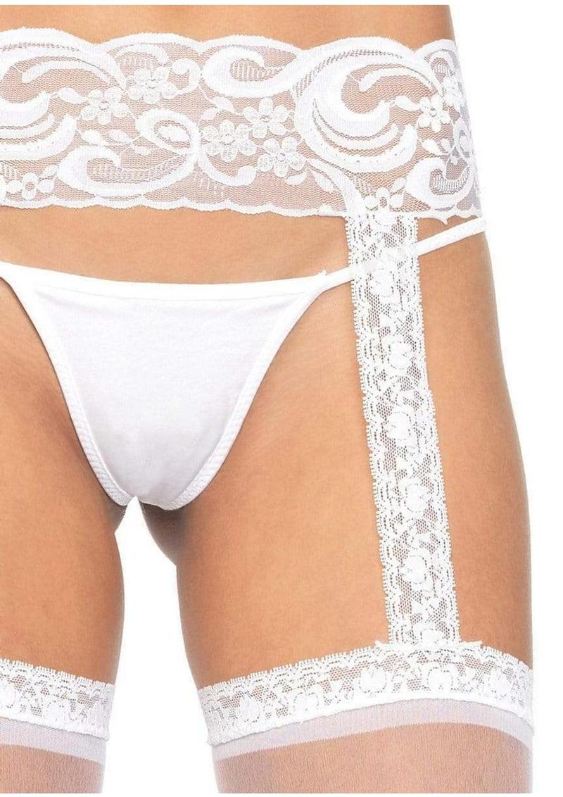 Leg Avenue Sheer Thi-Hi with Lace Garter Belt - Image 2