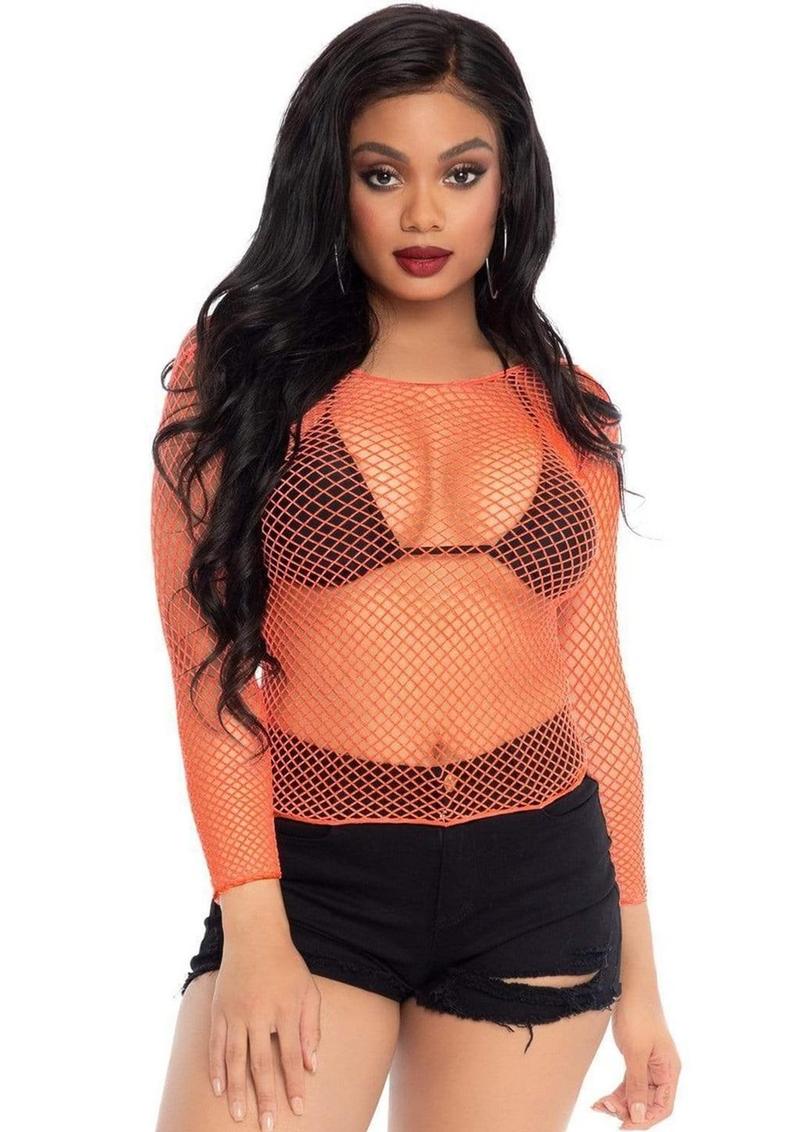 Leg Avenue Spandex Long Sleeved Industrial Net Shirt - Image 3