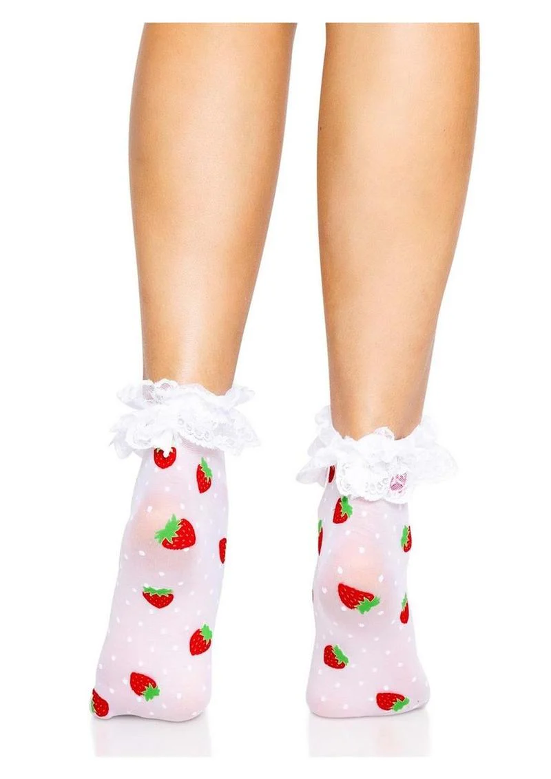 Leg Avenue Strawberry Polka Dot Ruffle Top Anklets - Image 4