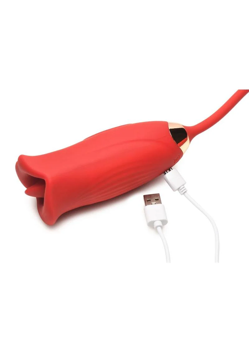 Lickgasm Magic Kiss Kissing Rechargeable Silicone Clitoral Stimulator with Thrusting Vibrator - Image 4