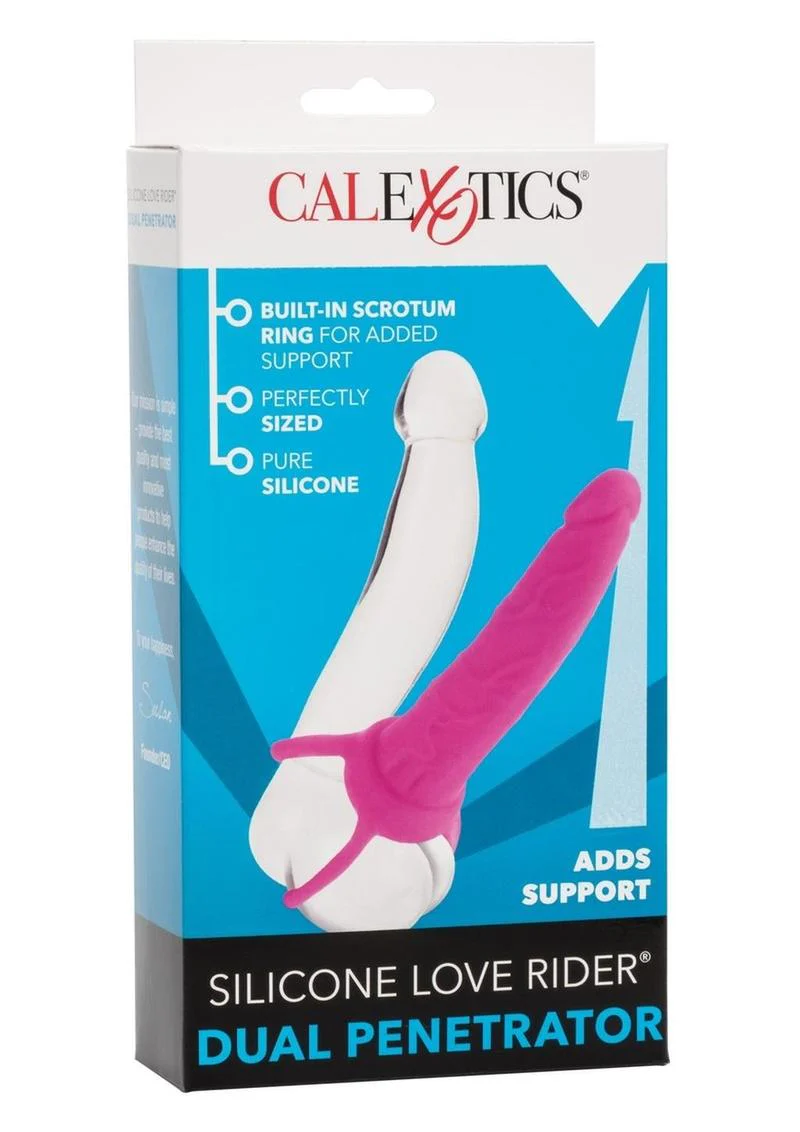 Love Rider Silicone Dual Penetrator Dildo Cock Ring - Image 8