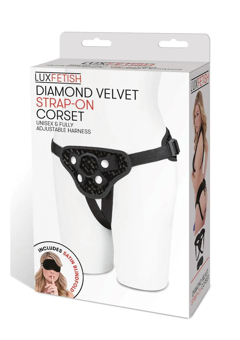 Lux Fetish Diamond Velvet Strap-On Corset Adjustable - Image 4