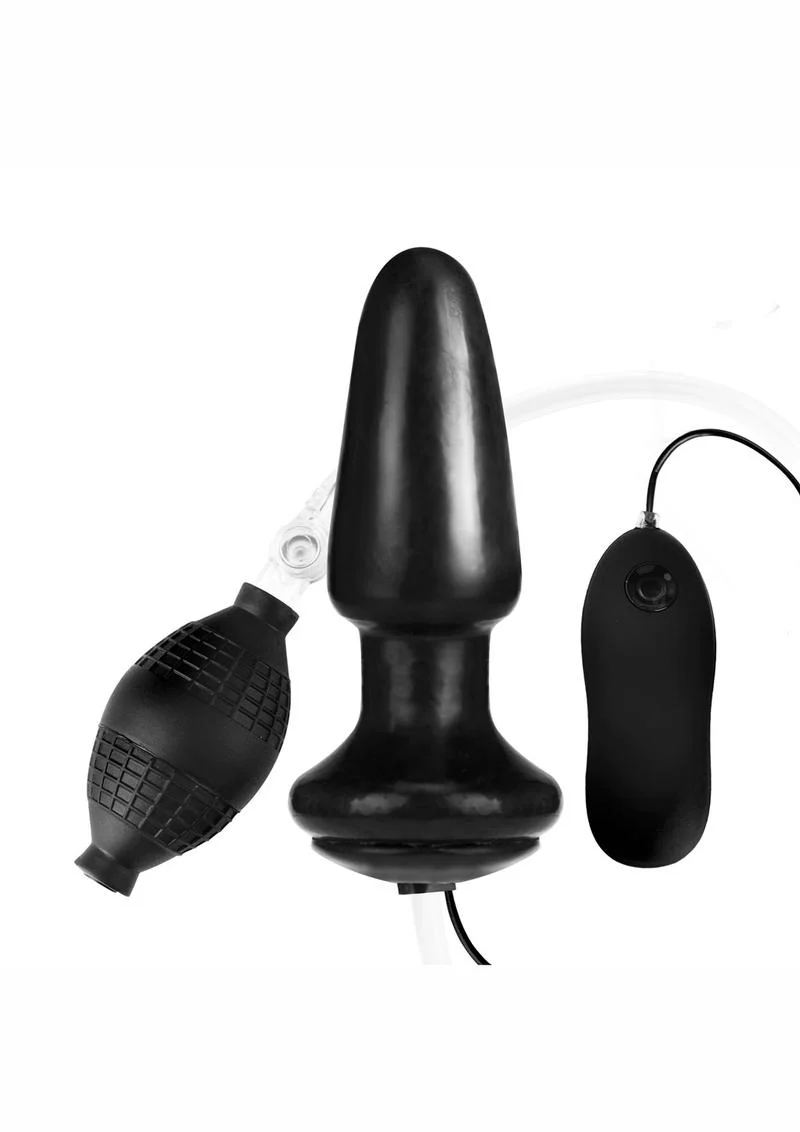 Lux Fetish Latex Inflatable Vibrating Butt Plug with Wired Remote Control - Image 3