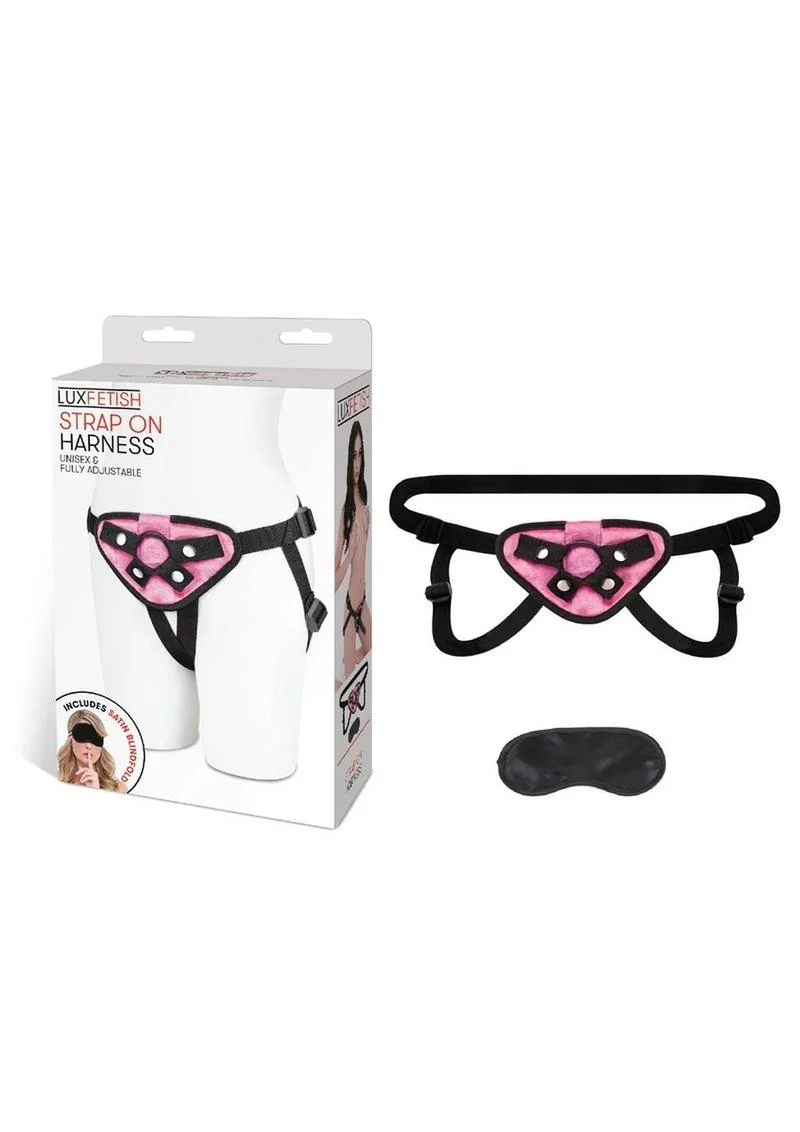 Lux Fetish Pink Velvet Strap-On Harness Adjustable - Image 2