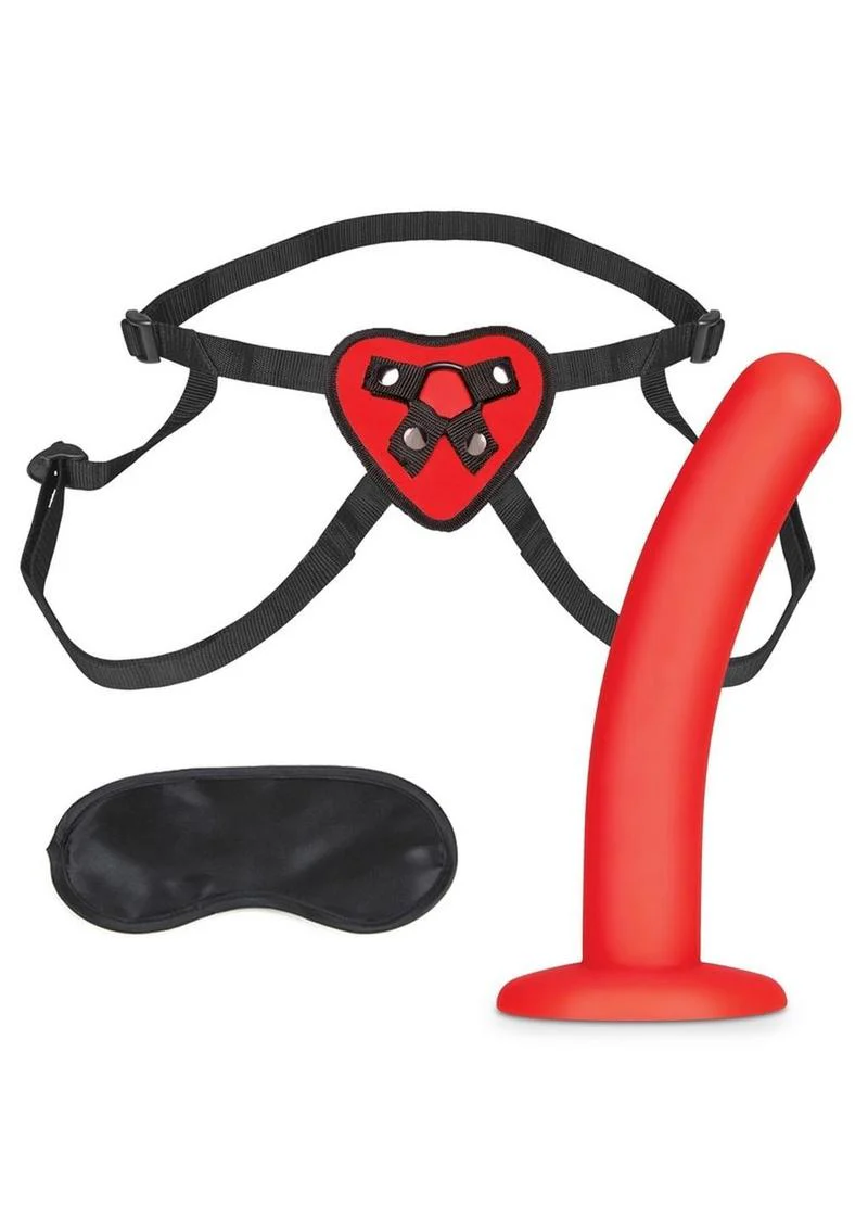Lux Fetish Red Heart Strap-On Harness and Silicone Dildo - Image 2