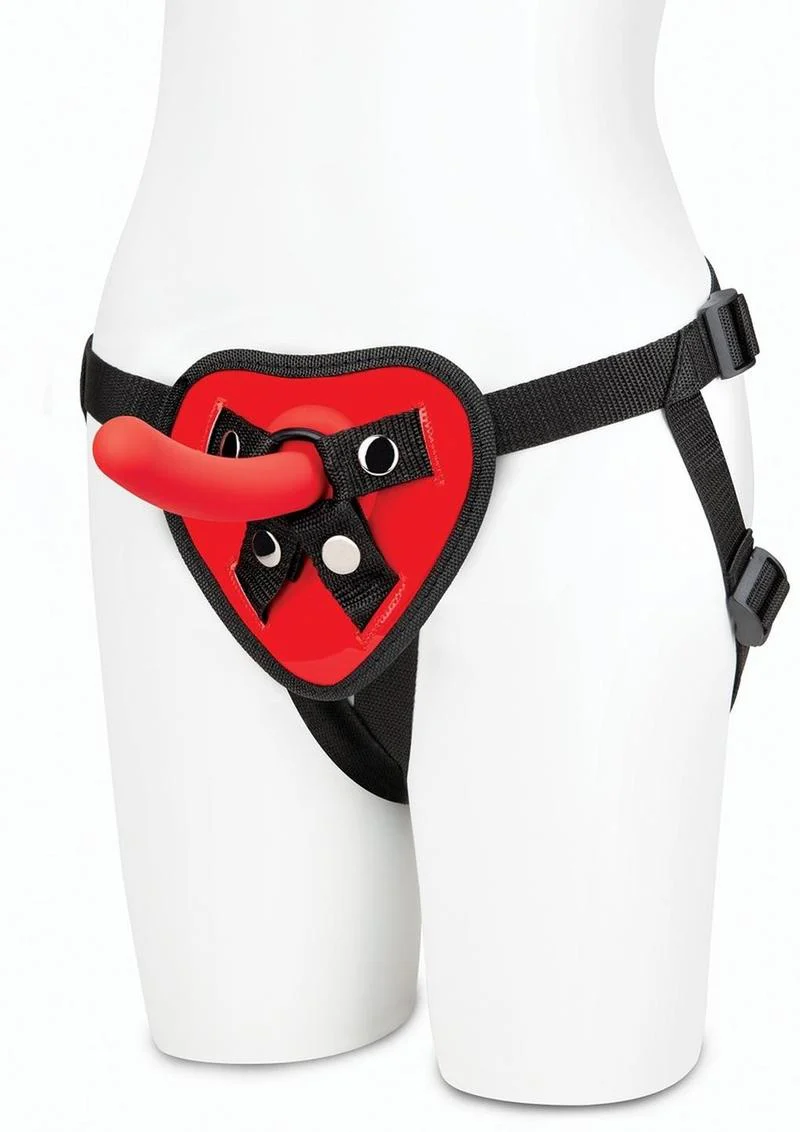 Lux Fetish Red Heart Strap-On Harness and Silicone Dildo - Image 4