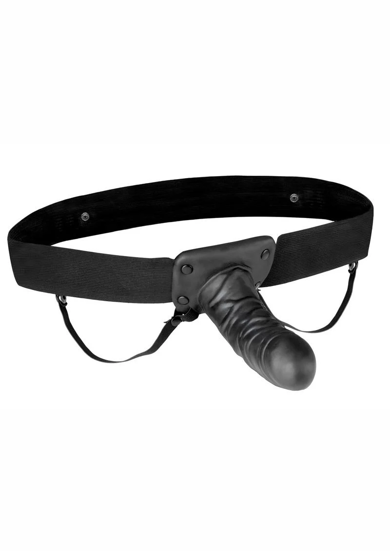 Lux Fetish Unisex Vibrating Hollow Strap-On Dildo with Wired Remote Control - Image 3