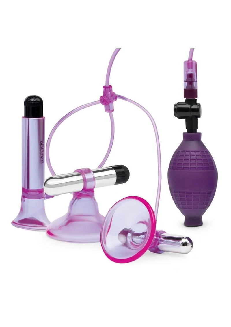 Lux Fetish Vibrating Nipple Suckers with Clitoral Pump and Quick Release - Image 2