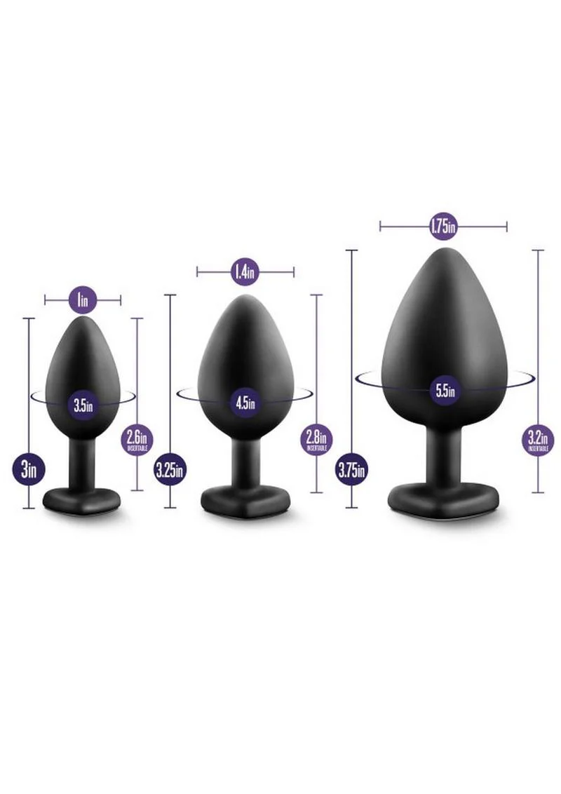 Luxe Bling Butt Plugs Silicone Training Kit with Rainbow Gems (3 Size Kit - Image 4