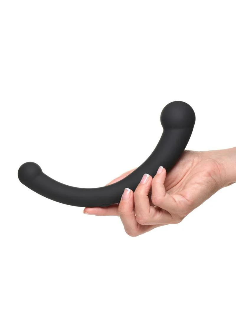 Master Series 10x Vibra-Crescent Rechargeable Silicone Vibrating Dual Ended Dildo - Image 4