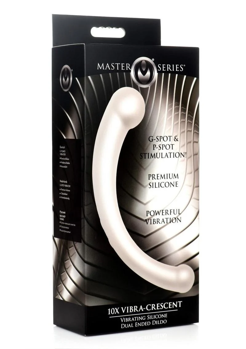Master Series 10x Vibra-Crescent Rechargeable Silicone Vibrating Dual Ended Dildo - Image 5