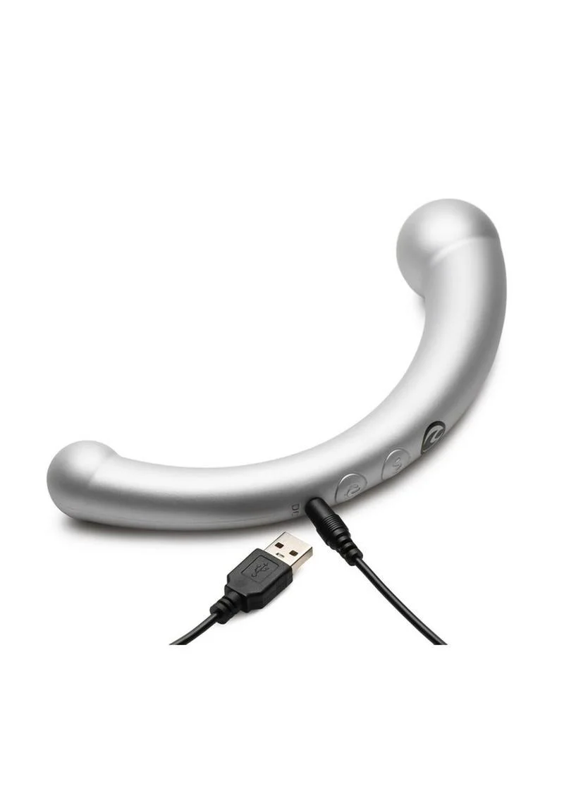 Master Series 10x Vibra-Crescent Rechargeable Silicone Vibrating Dual Ended Dildo - Image 7