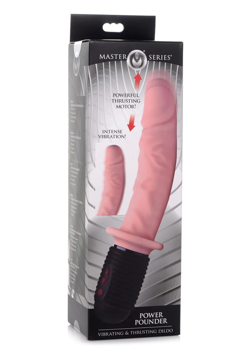 Master Series 10x Vibrating and Thrusting Silicone Rechargeable Dildo with Handle - Image 2