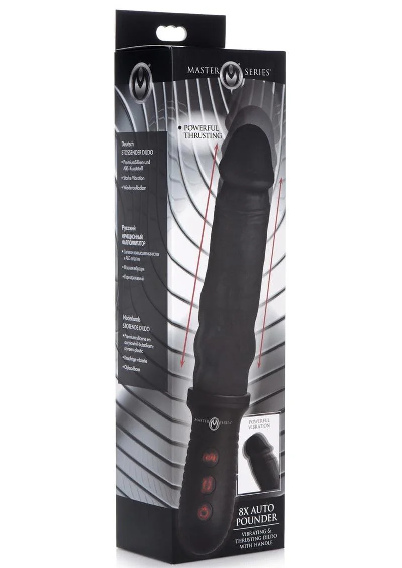 Master Series 8x Auto Pounder Rechargeable Silicone Vibrating and Thrusting Dildo with Handle - Image 2