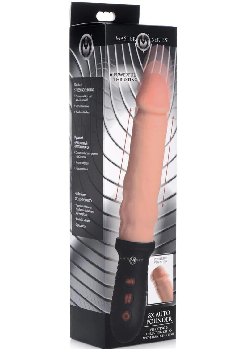 Master Series 8x Auto Pounder Rechargeable Silicone Vibrating and Thrusting Dildo with Handle - Image 7