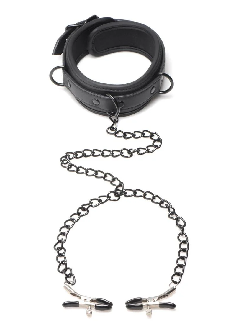 Master Series Collared Temptress Collar with Nipple Clamps - Image 2