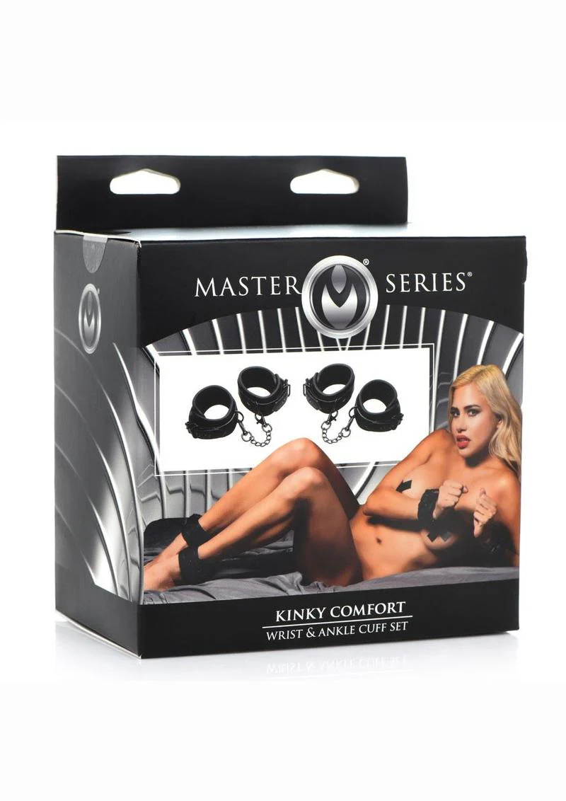 Master Series Kinky Comfort Wrist and Ankle Cuff Set - Leather - Image 3
