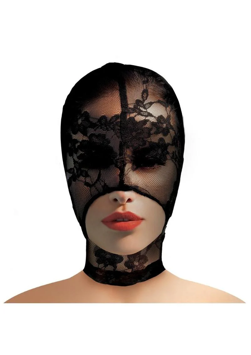 Master Series Lace Seduction Lace Bondage Hood - Image 3