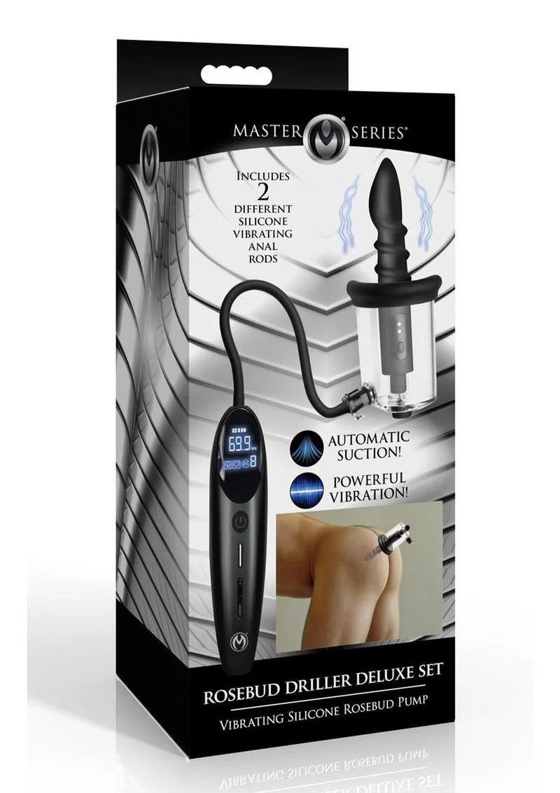 Master Series Rosebud Driller Deluxe Set Vibrating Silicone Rosebud Pump - Image 2