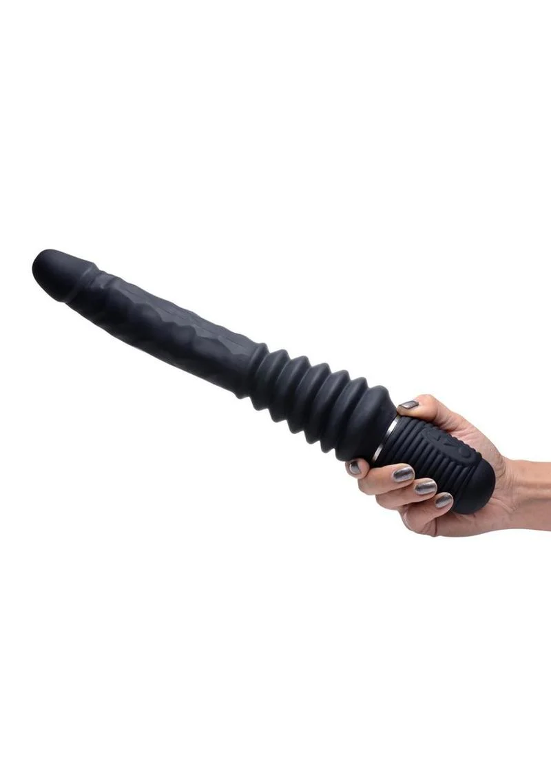 Master Series Vibrating and Thrusting Rechargeable Silicone Dildo - Image 2