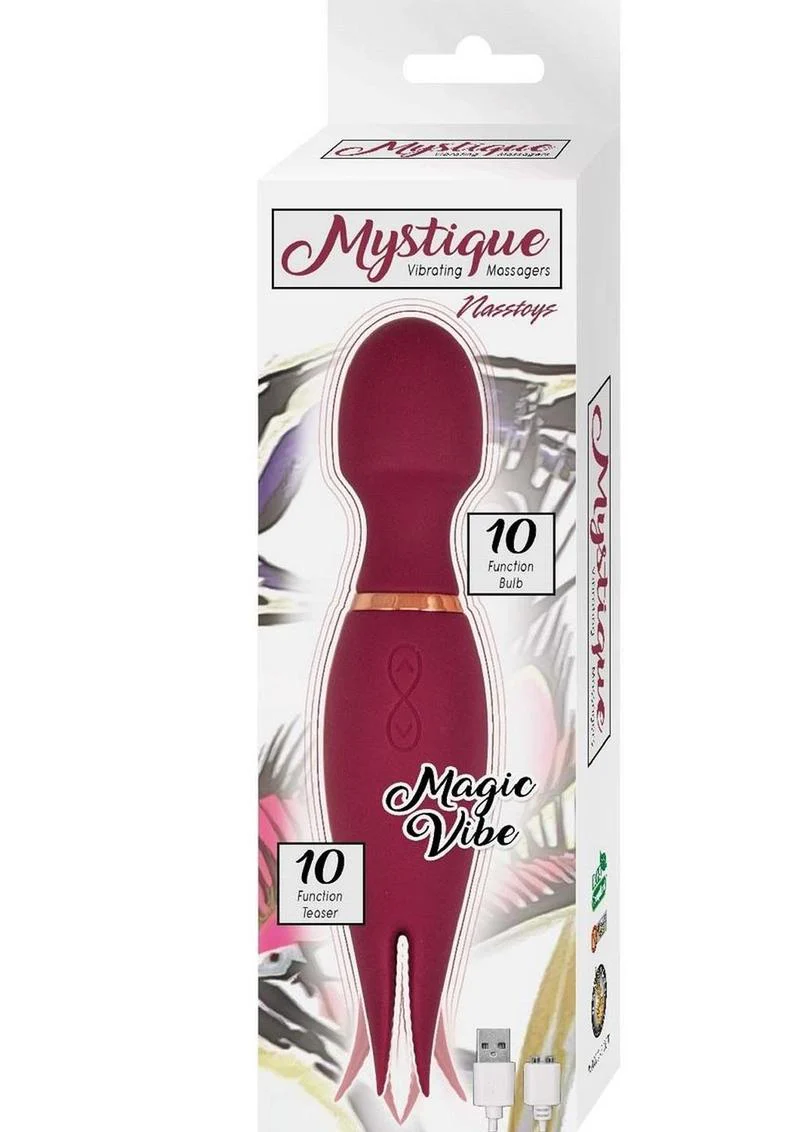 Mystique Vibrating Massagers Rechargeable Silicone Magic Wand - Image 3