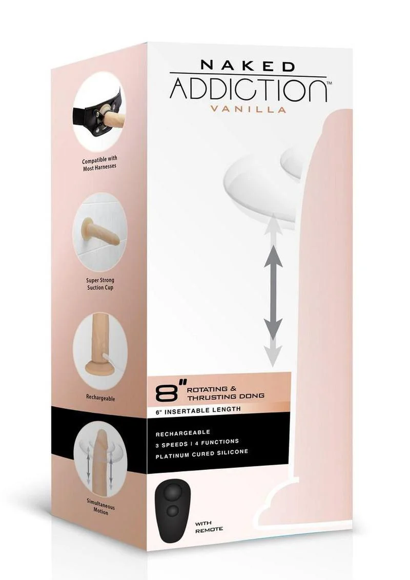 Naked Addiction Rotating and Thrusting Vibrating Rechargeable Silicone Dong with Remote Control - Image 2