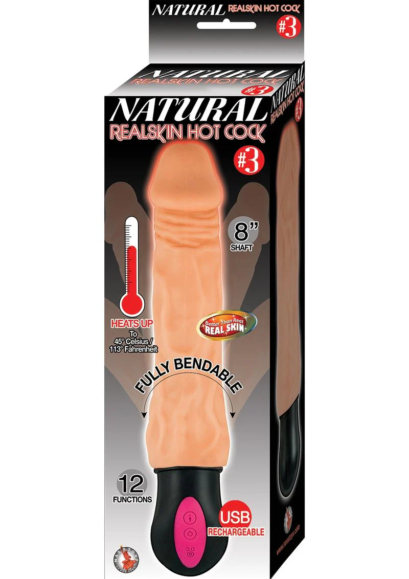 Natural Realskin Hot Cock #3 Rechargeable Warming Vibrator - Image 2