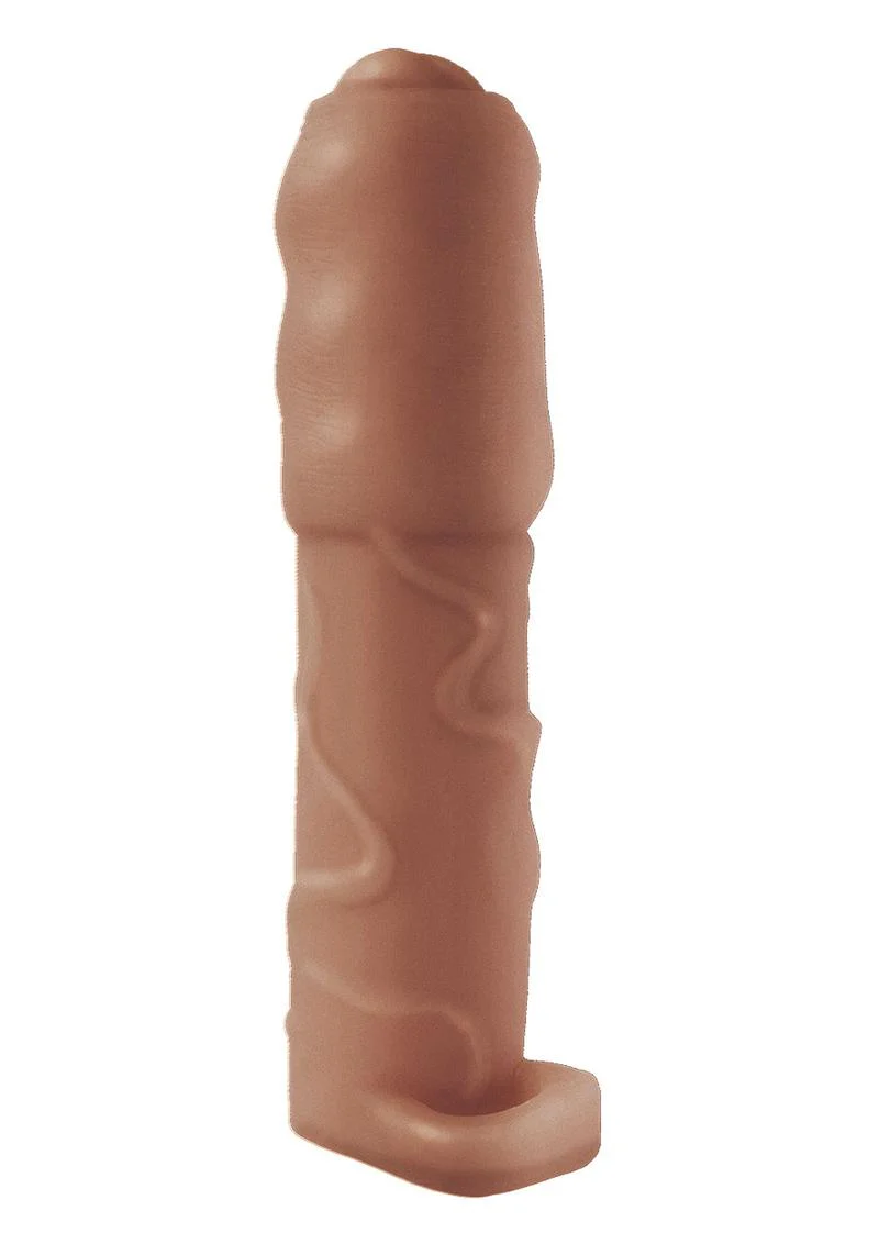 Natural Realskin Vibrating Uncircumcised Penis Extender with Scrotum Ring - Image 2