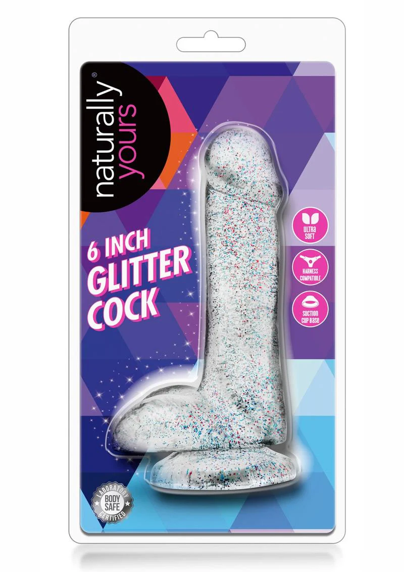 Naturally Yours Glitter Dildo with Balls - Image 3