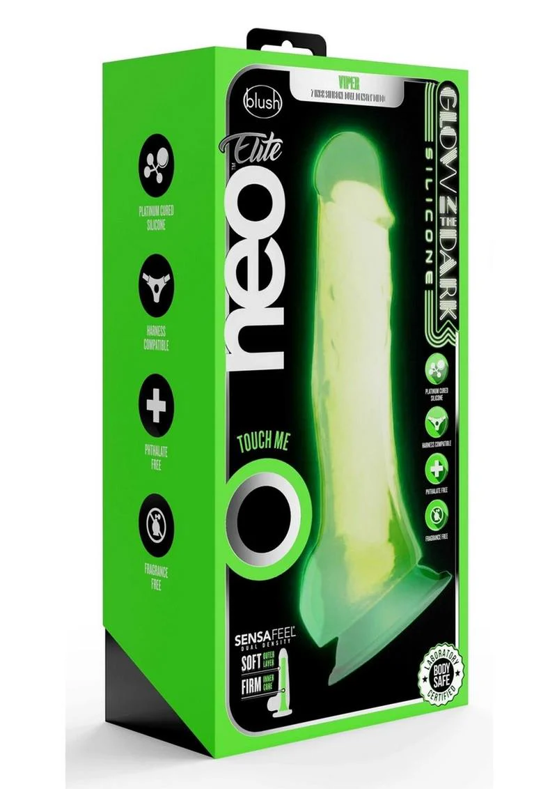 Neo Elite Glow In The Dark Dildo with Balls - Image 4