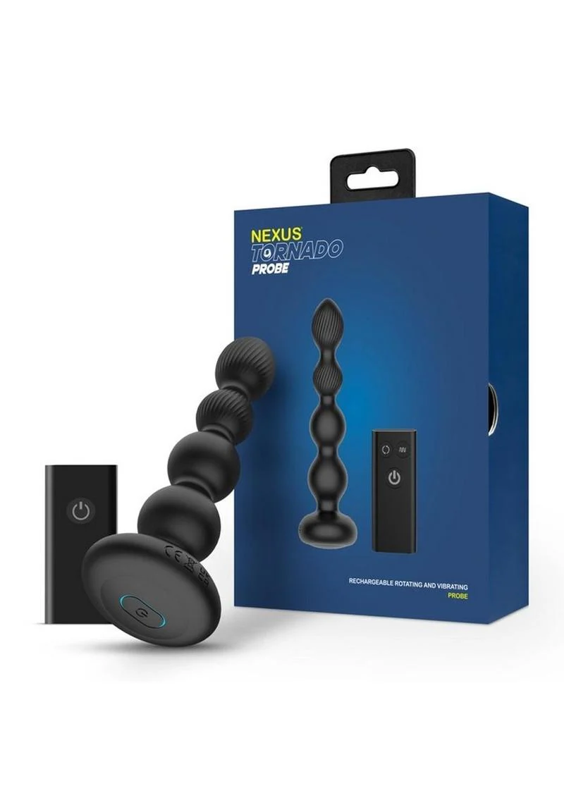 Nexus Tornado Rechargeable Silicone Rotating Beaded Probe with Remote - Image 2