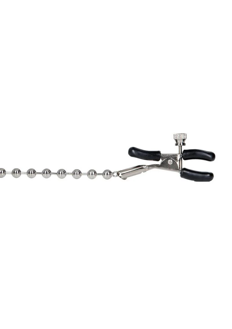 Nipple Play Silver Beaded Chain Nipple Clamps - Image 2