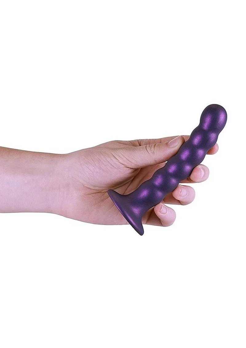 Ouch! Beaded G-Spot Silicone Dildo 5in - Metallic - Image 4