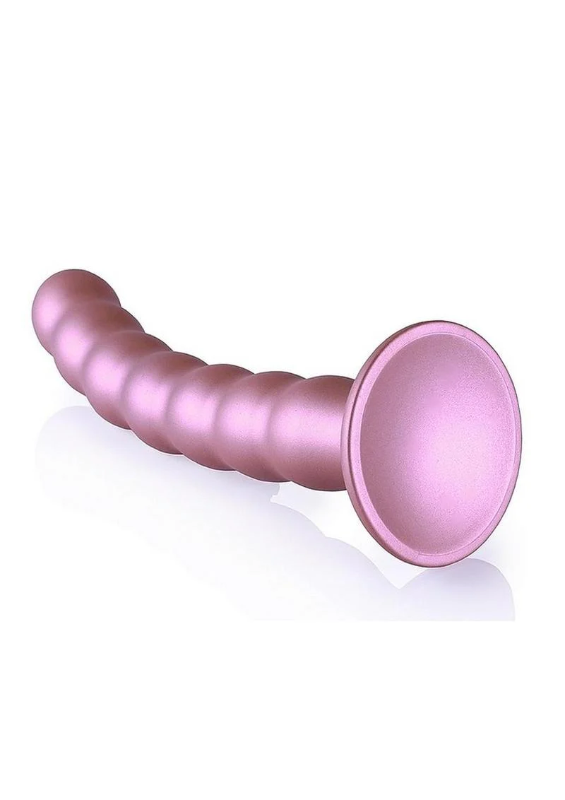 Ouch! Beaded G-Spot Silicone Dildo 8in - Metallic - Image 4