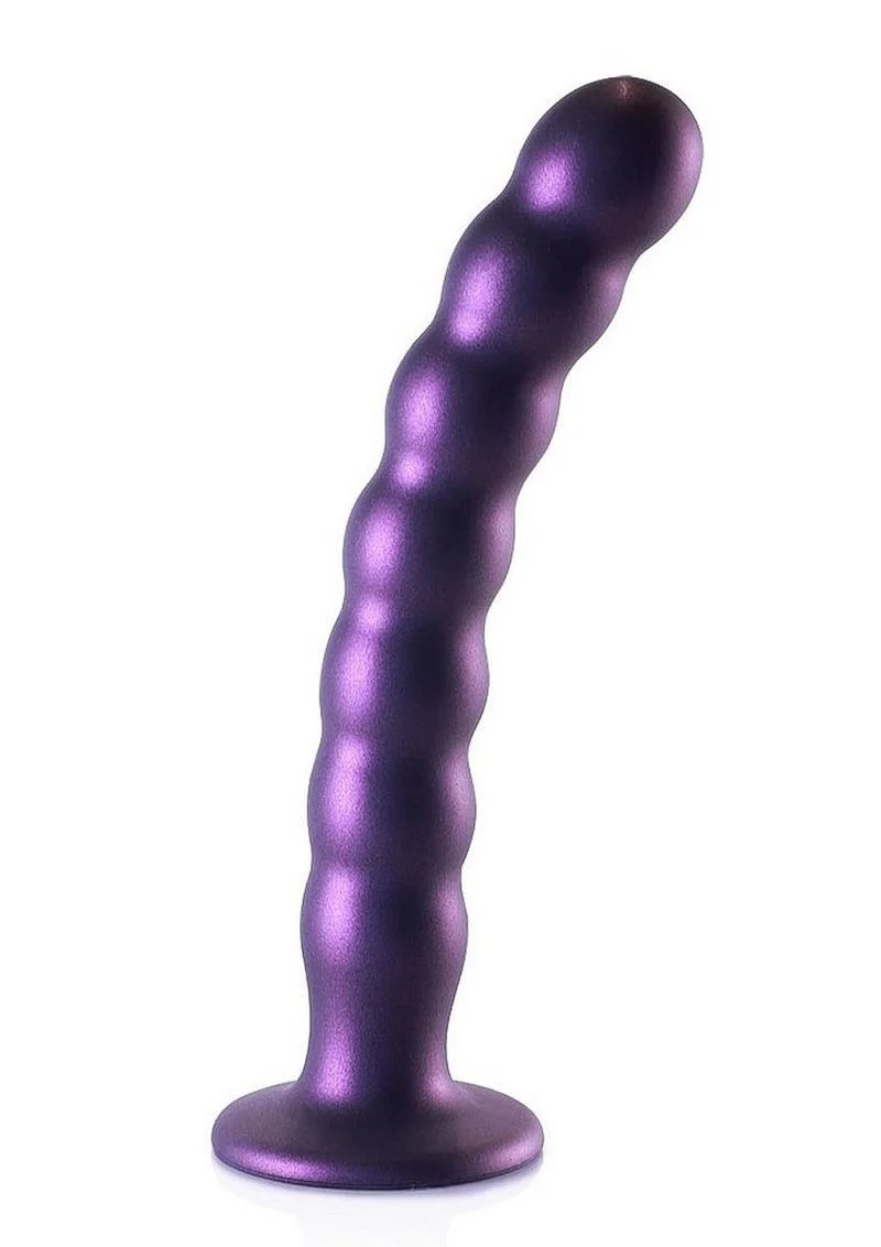 Ouch! Beaded G-Spot Silicone Dildo 8in - Metallic - Image 5