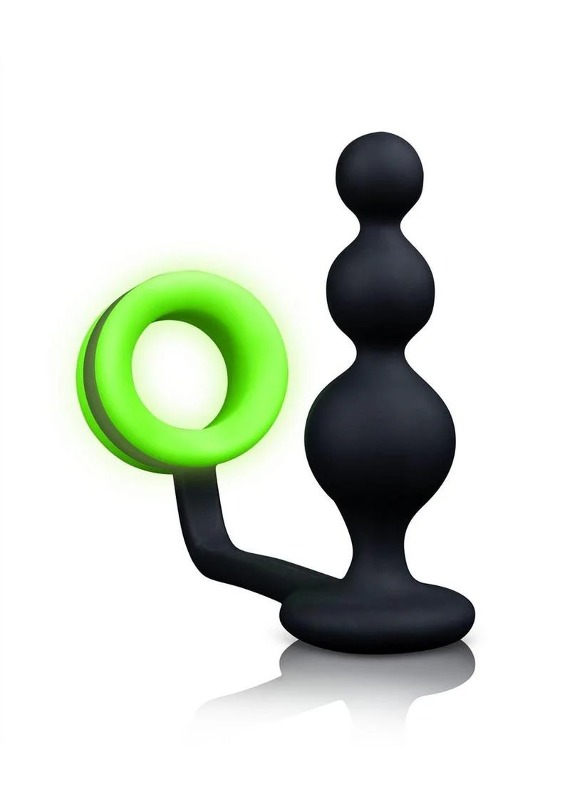 Ouch! Beads Butt Plug with Cock Ring Silicone - Image 2