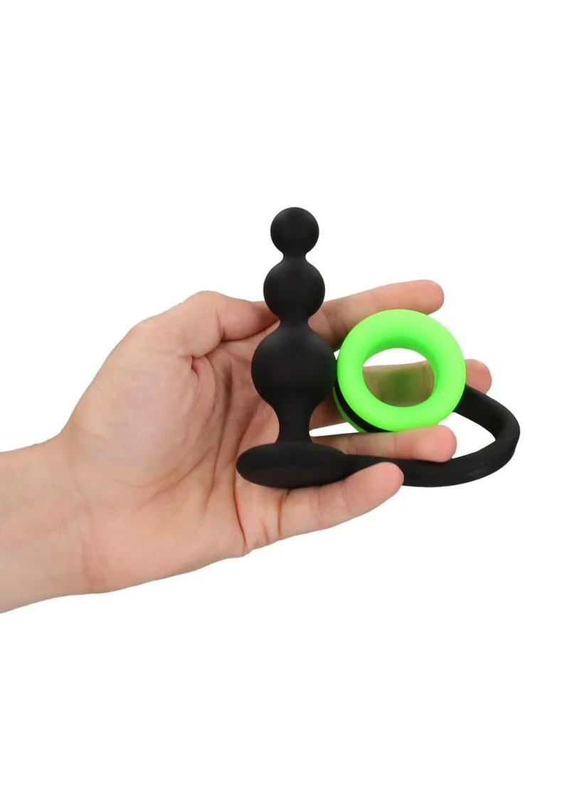 Ouch! Beads Butt Plug with Cock Ring Silicone - Image 3