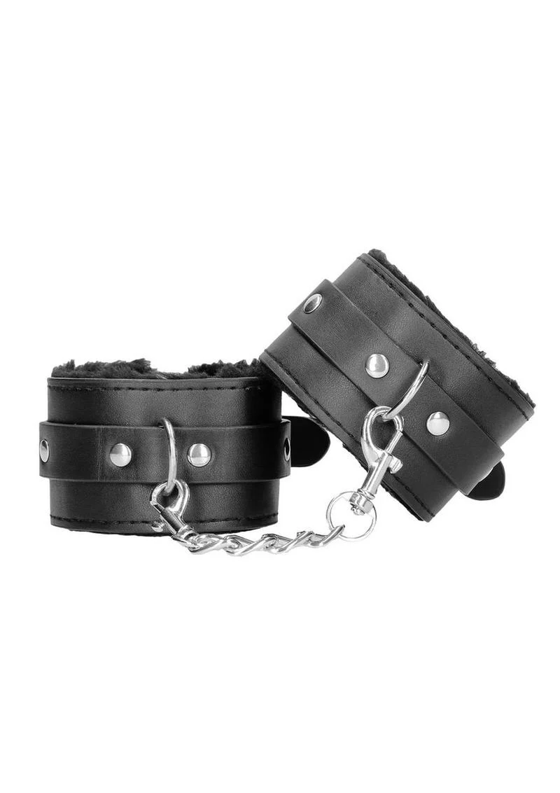 Ouch! Plush Bonded Leather Hand Cuffs - Image 4