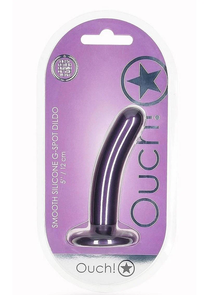 Ouch! Smooth G-Spot Silicone Dildo 5in - Metallic - Image 7