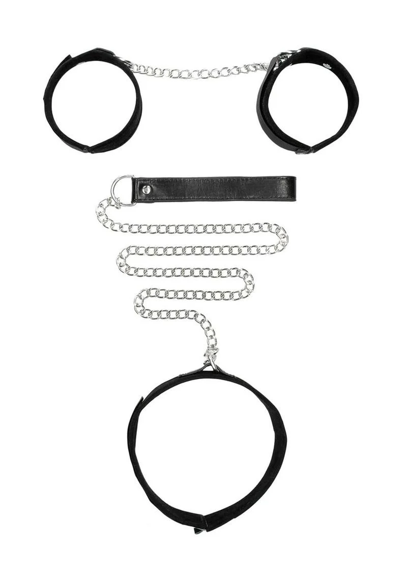 Ouch! Velcro Collar with Leash and Hand Cuffs - Image 4