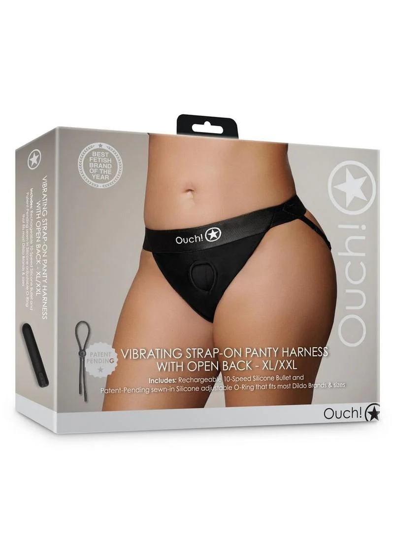 Ouch! Vibrating Strap-On Panty Harness with Open Back Rechargeable - Image 12