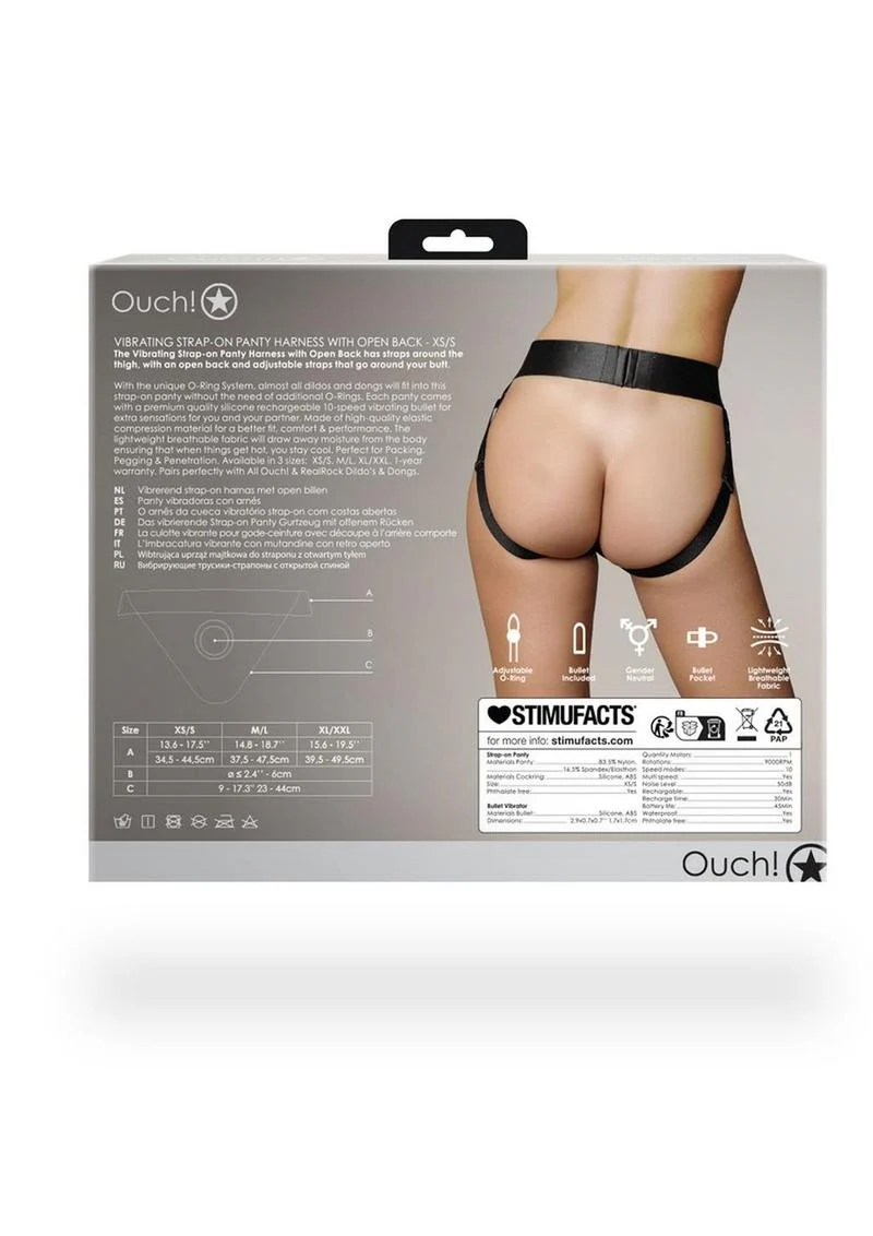 Ouch! Vibrating Strap-On Panty Harness with Open Back Rechargeable - Image 3