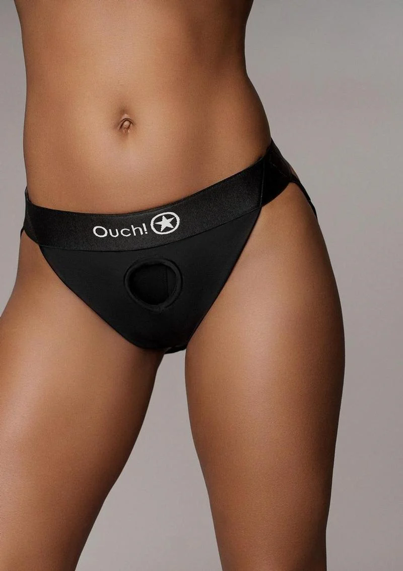 Ouch! Vibrating Strap-On Panty Harness with Open Back Rechargeable - Image 5