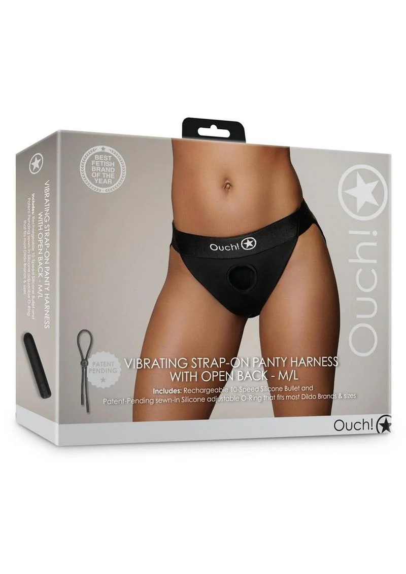 Ouch! Vibrating Strap-On Panty Harness with Open Back Rechargeable - Image 7