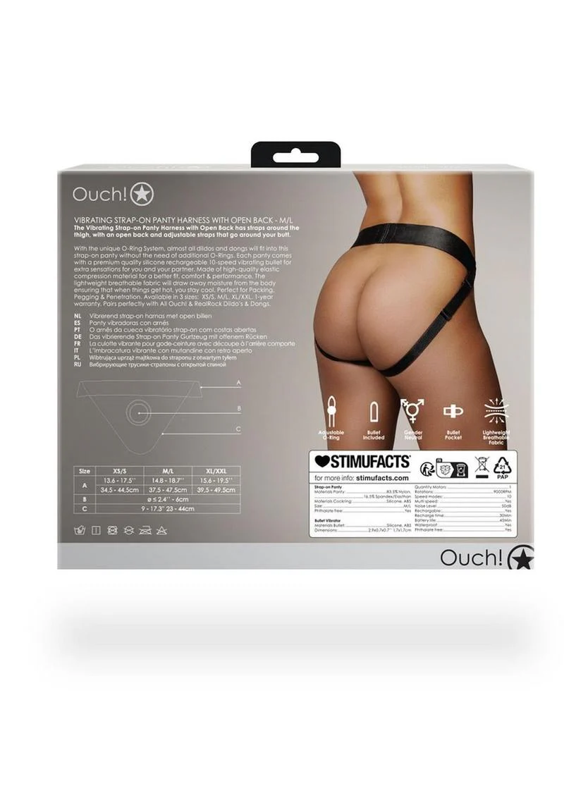 Ouch! Vibrating Strap-On Panty Harness with Open Back Rechargeable - Image 8