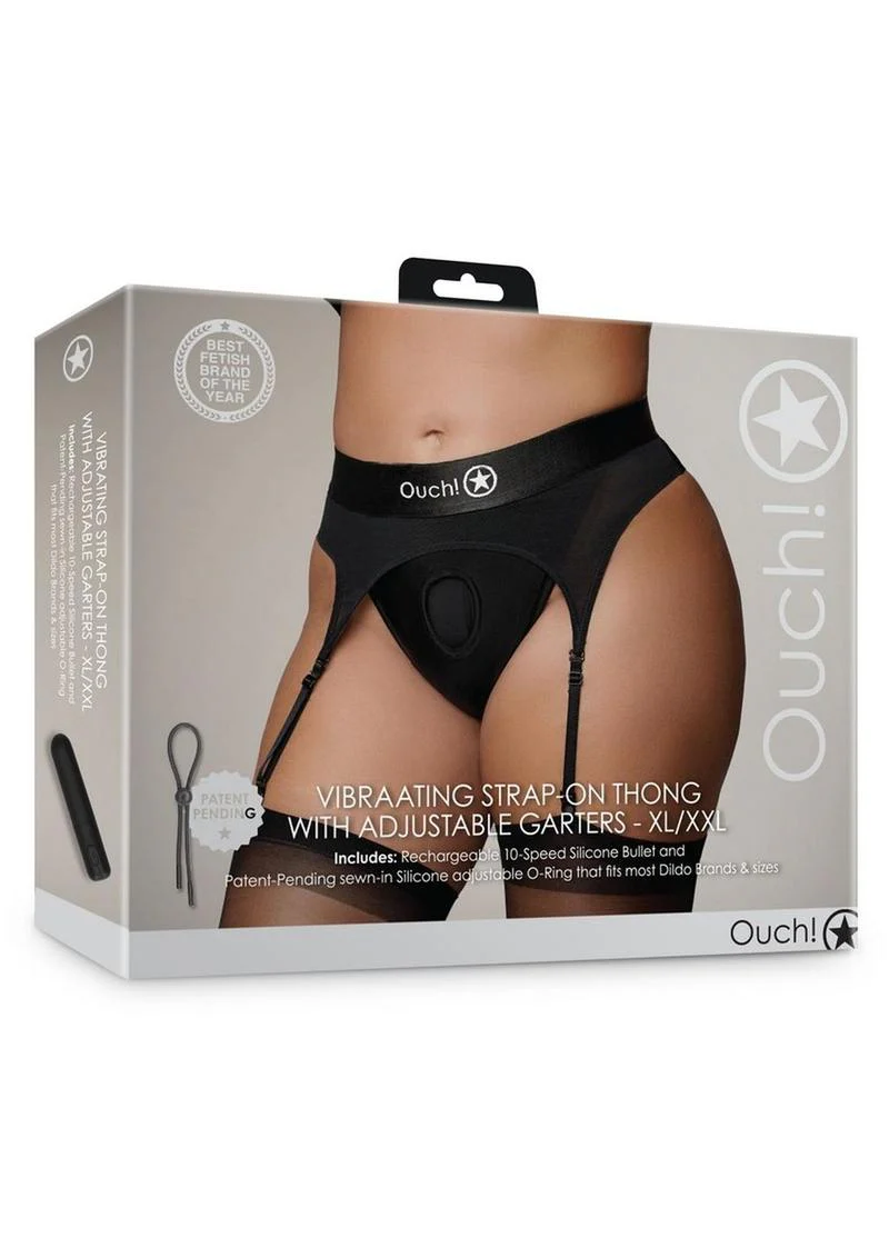Ouch! Vibrating Strap-On Thong with Adjustable Garters Rechargeable - Image 10